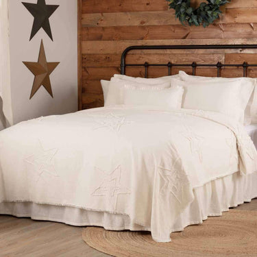 Burlap Antique White Star King/Queen/Twin Coverlet - The Fox Decor